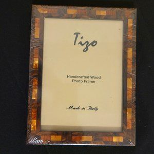 Italian Wood Picture Frame Brown Gold Border